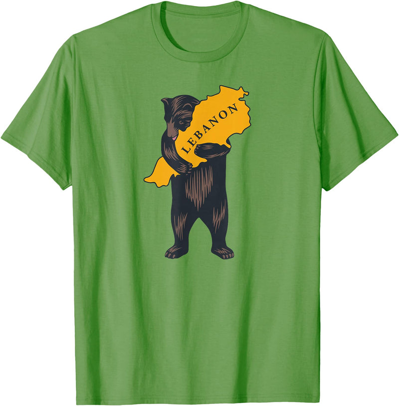 From California with Love Bear hugging Lebanon (based on California design) T-Shirt - Grass Green