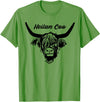 Scottish Highland Scotland gift gifts Scottish highland cattle cow Heilan Coo T-Shirt - Grass Green