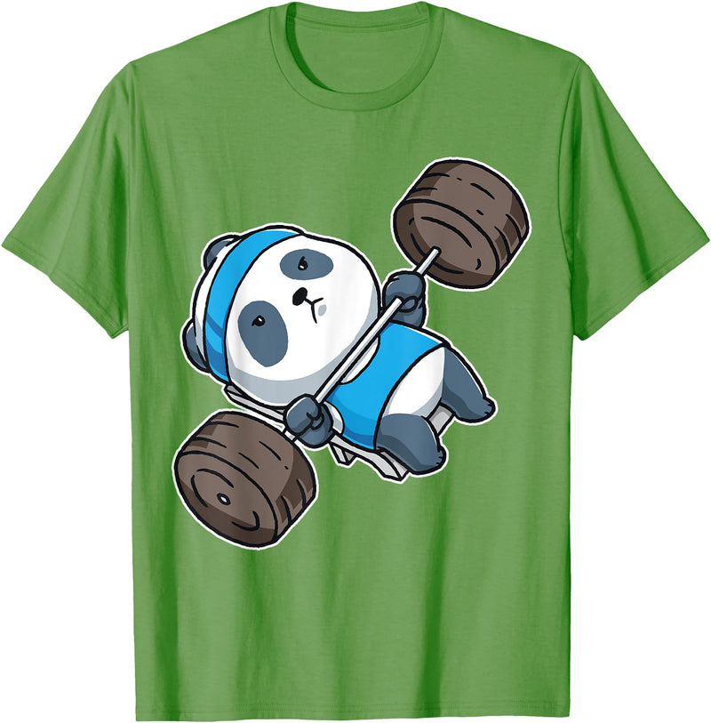 BCC Funny Panda Shirts & Panda Bear Gifts Panda Bear Gym Workout Training Bench Press Weight Lifting T-Shirt - Grass Green