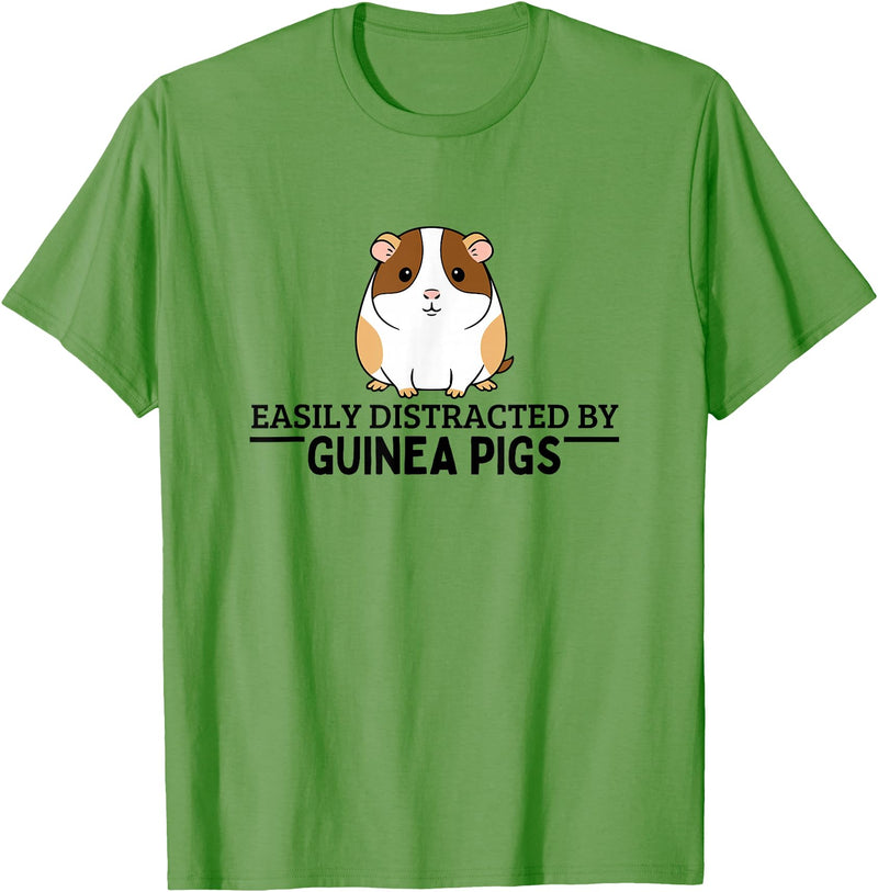 Guinea Pig Hideout Designs Easily Distracted by Guinea Pigs Funny Guinea Pig T-Shirt - Grass Green