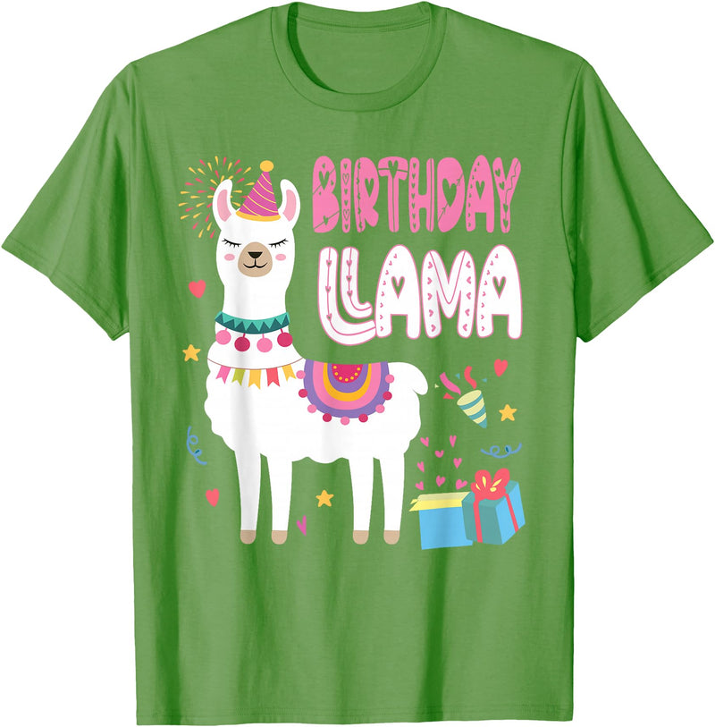 Family Matching Llama Birthday Party Supplies Birthday Llama Girl Birthday Party Llama Birthday Theme T-Shirt - Grass Green