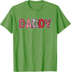 Retro Christmas Valentine Matching Family Tees Hearts Buffalo Plaid Dad Daddy Valentines Day T-Shirt - Grass Green