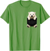 Funny Polar Bear in Pocket Polar Bear Lover Cute Pocket T-Shirt - Grass Green