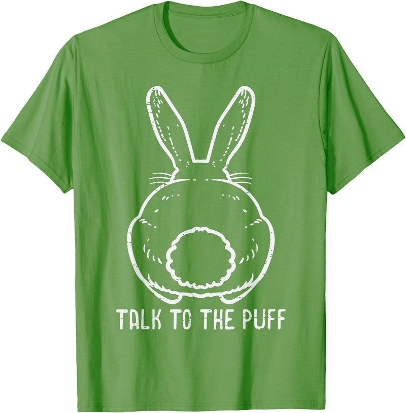Bunny Talk to the Puff Easter Funny Rabbit Men Women Kids T-Shirt in Grass Green