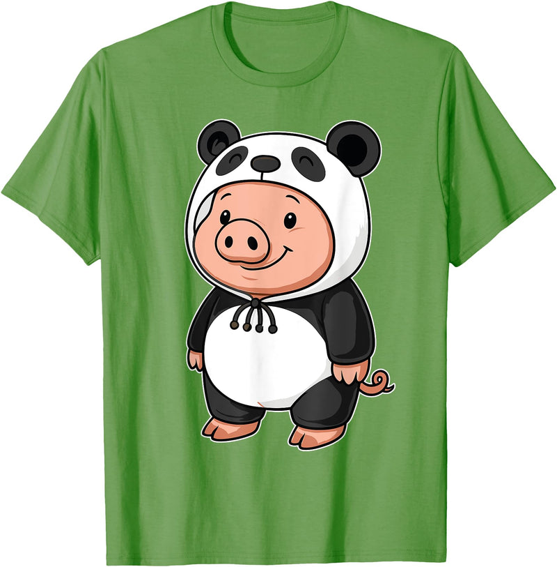 Pig In Panda Costume Kawaii Design Kawaii Pig In Panda Costume for Girls kids Pig Lover T-Shirt - Grass Green