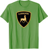 Llamaghini Apparel Co Llamaghini Funny Hillarious Llama Emblem Parody Fun Design T-Shirt - Grass Green