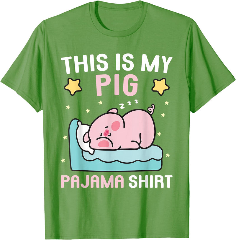 Family Matching Pajamas Men Women Boys Girls Kids Cute PJ Teen Boys PJs Girls PJs Funny This is My Pig Pajama T-Shirt - Grass Green