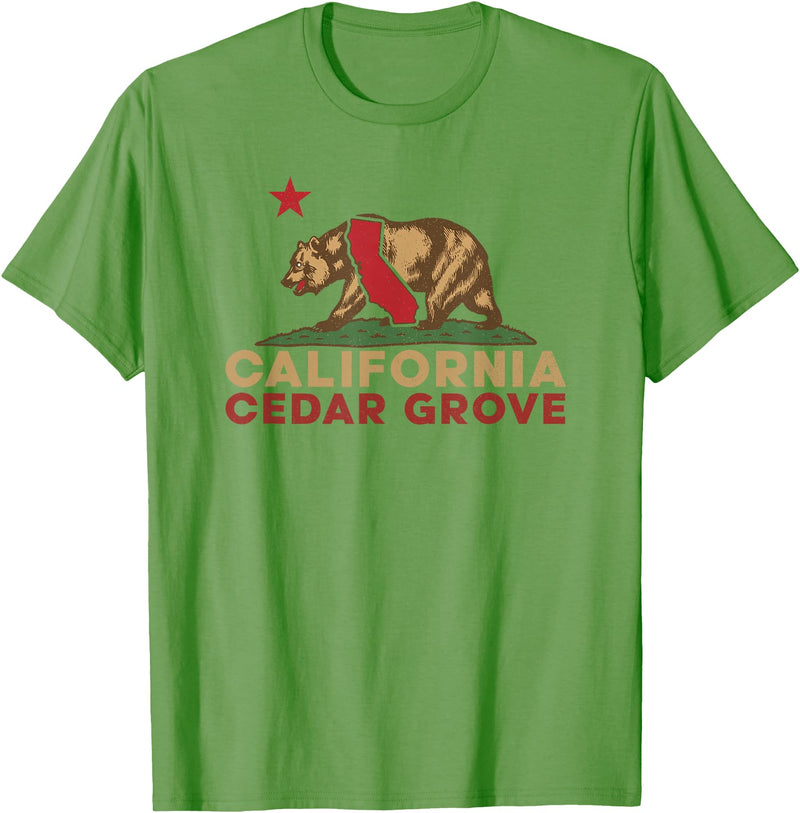 California Bear Vintage Cedar Grove West Coast Cedar Grove California Vintage Bear Retro State Pride T-Shirt - Grass Green