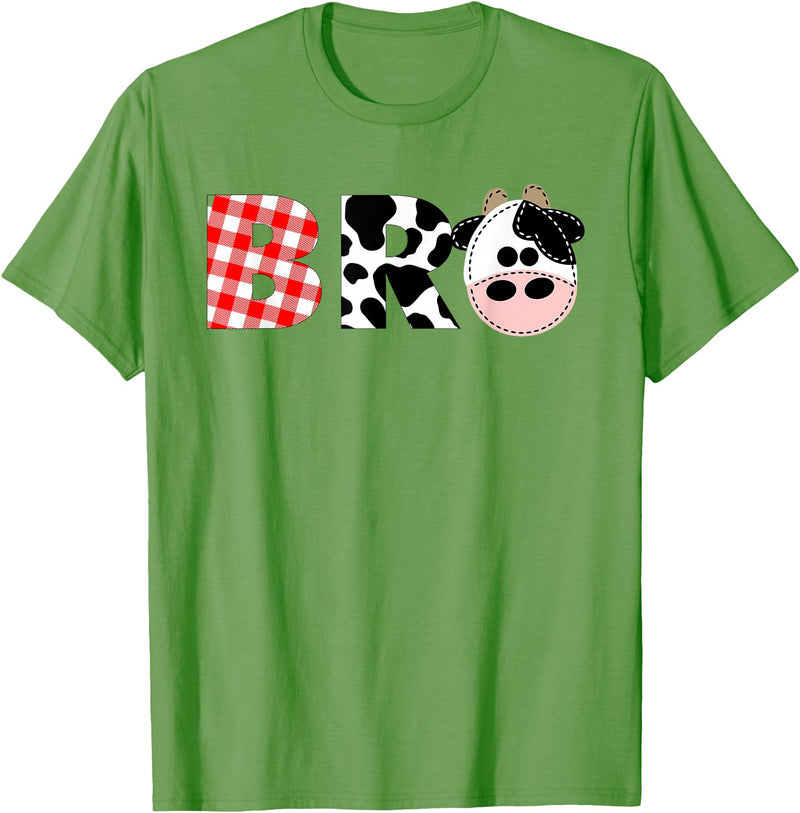 Funny Cow Mom And Dad Birthday Family Tees Brother of The Birthday for Boy Cow Farm Birthday Cow Bro T-Shirt - Grass Green
