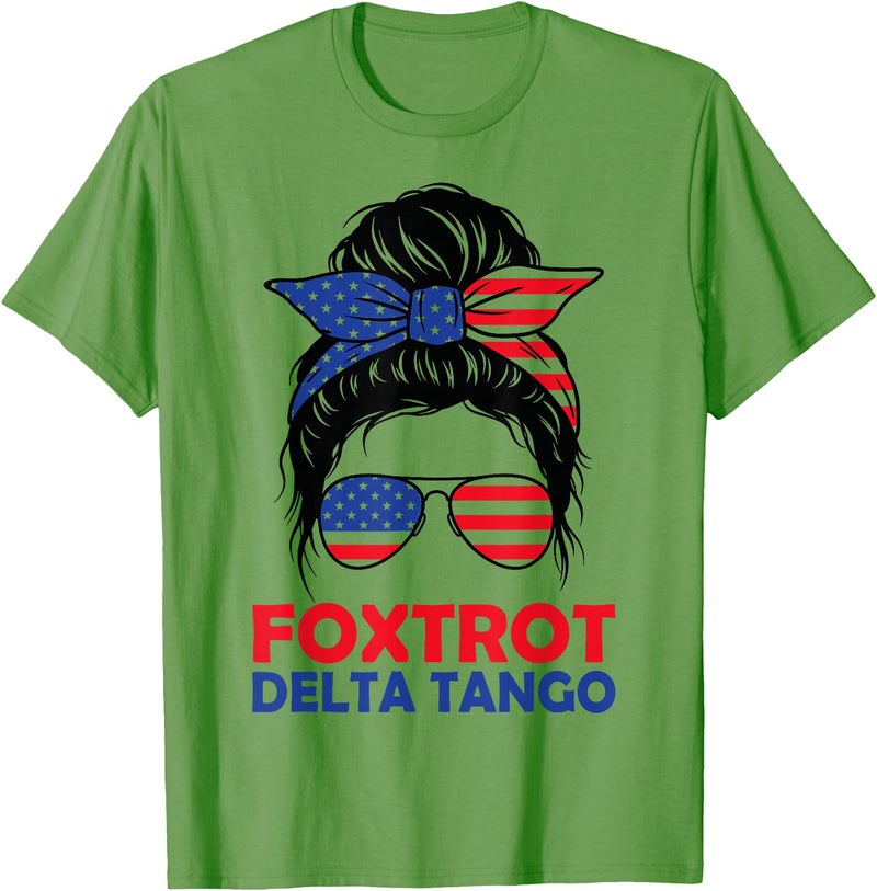 Messy Bun Bear Foxtrots Deltas Tangos Funny Tees Messy Bun Foxtrots Deltas Tangos Bear Foxtrots Deltas Tango T-Shirt - Grass Green