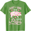 Piggy Squad Co Pig Just a Girl Who Loves Pigs Women Farmer Farm Flower T-Shirt Small - Grass Green