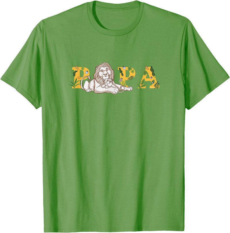Disney The Lion King Papa Father's Day Mufasa & Simba Sketch T-Shirt - Grass Green