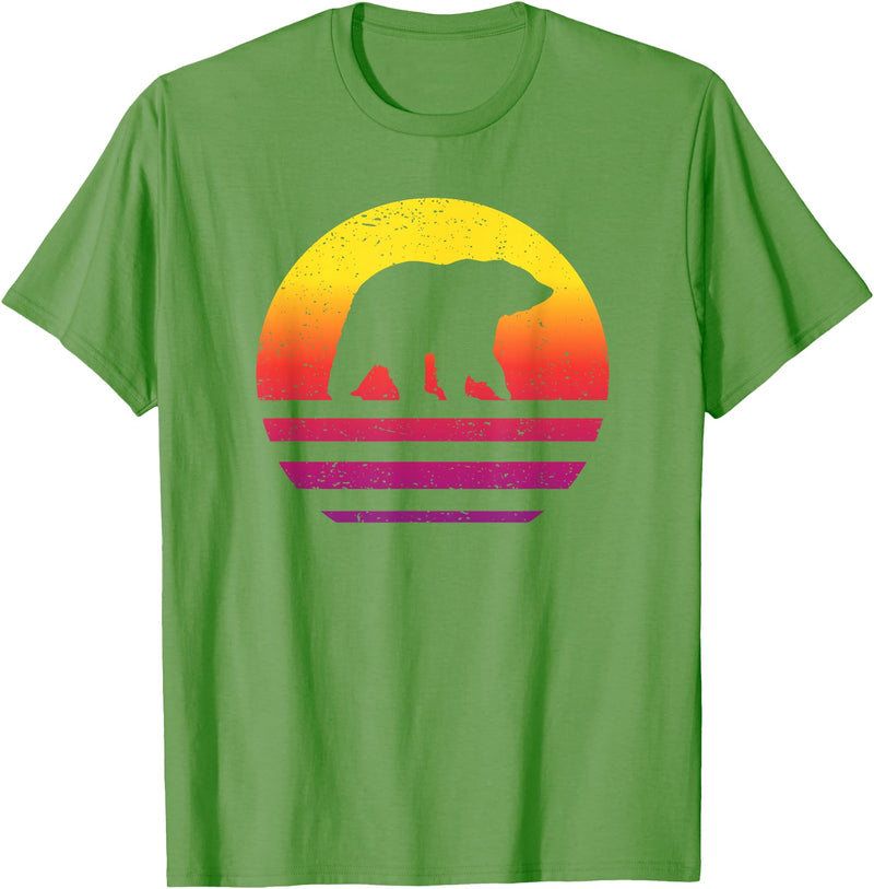 Bear Accessories & Clothing Gifts Women Men Kids Bear Retro Style Vintage T-Shirt - Grass Green