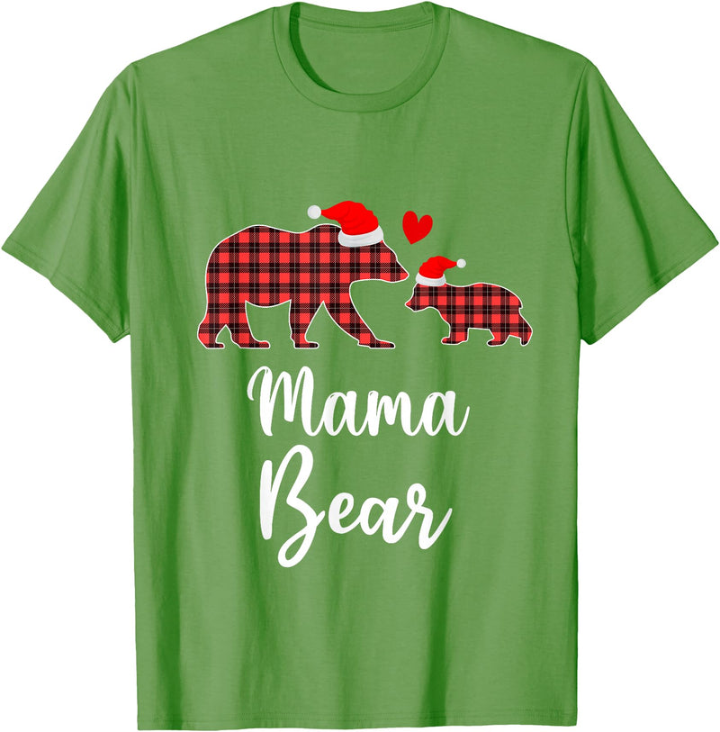 Cute Xmas Gifts Tartan Bear Cub Matching Costumes Mama Bear Buffalo Red Plaid Christmas Pajama Family Outfits T-Shirt -