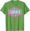 Striped Tie Dye Lion Girls Lunch Lady Librarian Lions Mascot Back to School Spirit Sport Women Teachers T-Shirt - Grass Green