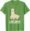 Llama Gifts For Llama Lovers Llama Lover I Just Really Like Llamas, OK Funny Llama T-Shirt - Grass Green