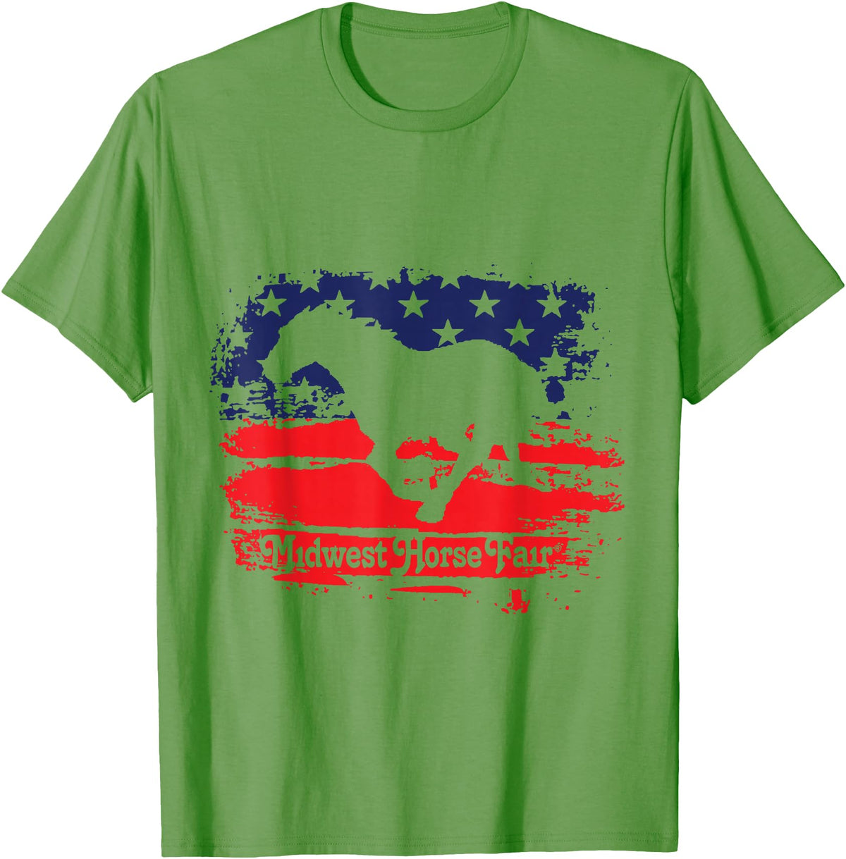 Midwest Horse Fair Red/White/Blue Flag T-Shirt - Grass Green