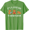 Cute Highland Cow Reading Book Lover It's A Good Day to Read A Book Highland Cow Bookworm T-Shirt - Grass Green
