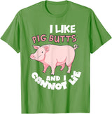 Funny Meat Eater Shirts & BBQ Lover Gifts I Like Pig Butts and I Cannot Lie Shirt BBQ Grilling Pork T-Shirt - Grass Green