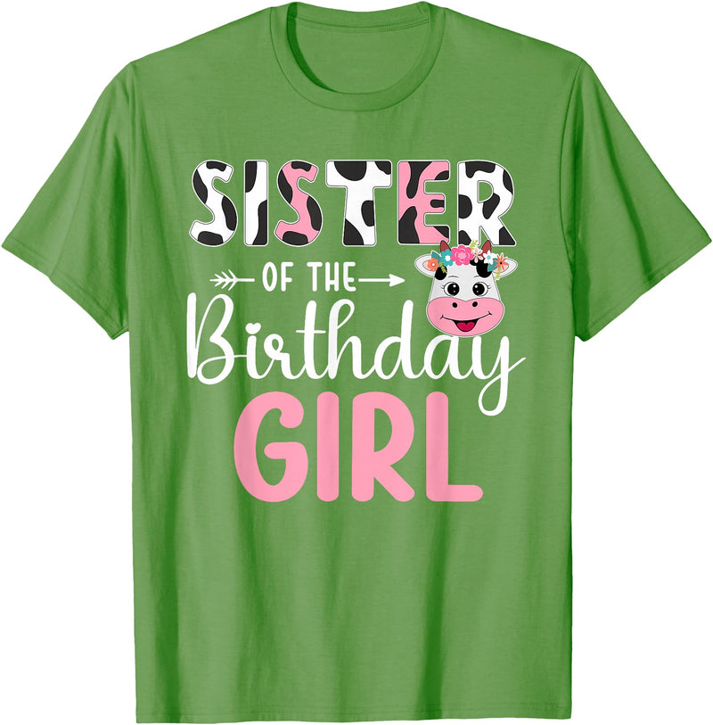 Cow Birthday Shirt For Family Men Women Cow Lover Sister Of The Birthday Girl Farm Cow 1 St Birthday Girl T-Shirt - Grass
