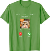 Hamster Calls Funny Phone for Hamster Owners, Animal Lovers T-Shirt - Grass Green