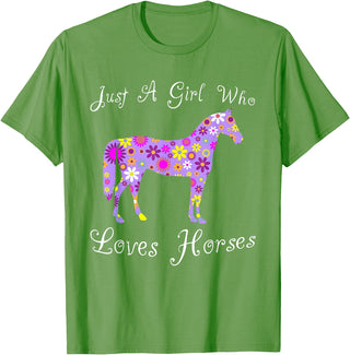 Cartba Horse Co. Fun Cute Just A Girl Who Loves Horses T-Shirt - Grass Green