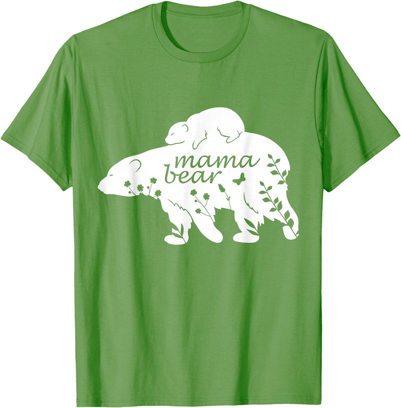 Funny Mama Bear Family Matching Gifts Clothing Mama Bear T-Shirt - Grass Green