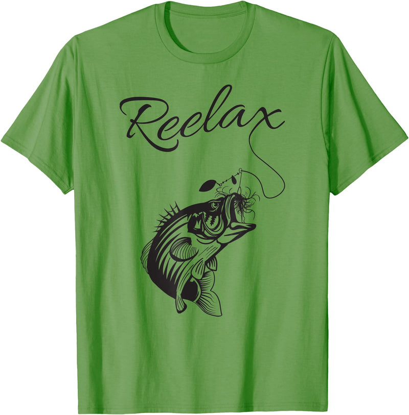 Fathers Day 2019 by Art Reelax Relax with a Reel Fishing Shirt for Dad - Grass Green