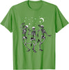 Skeleton Dancing Under The Moon Funny Happy Halloween T-Shirt - Grass Green