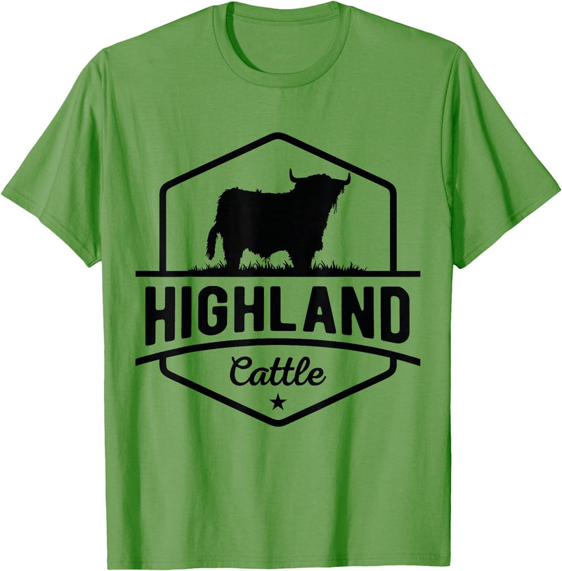Farm Highland Cow Men Cattle Clothing Agriculture Scottish Highland Cow for Cattle Farmers T-Shirt - Grass Green