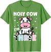 Holy Cow I'm Years Old Cow Birthday by Zynx Holy Cow I'm Three Years Old Cute Cow 3rd Birthday Party T-Shirt - Grass Green