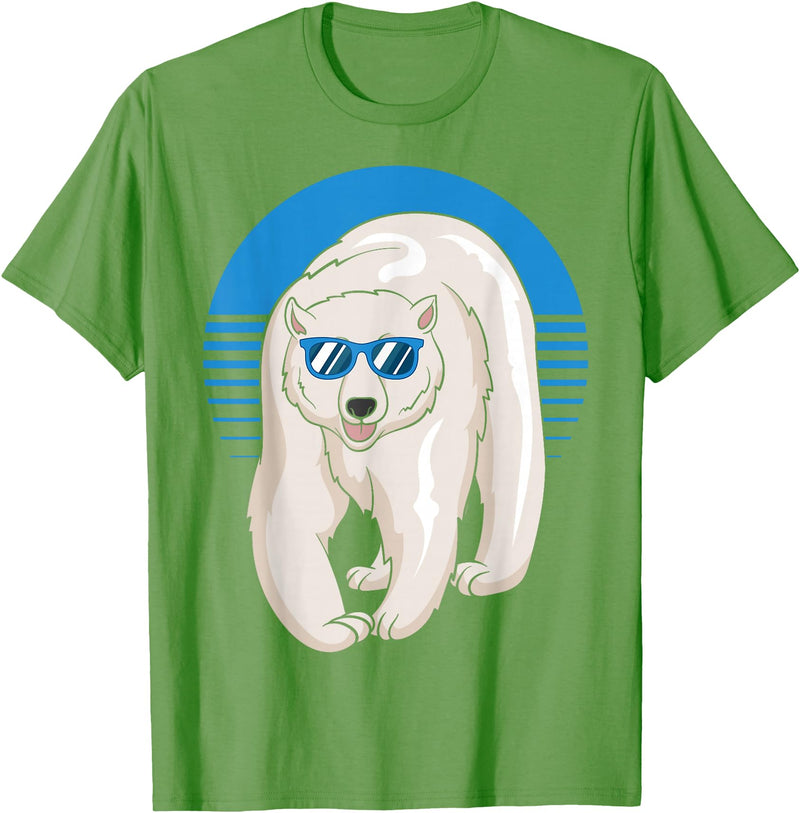 Climate Change Animal Polar Bears Gifts Arctic Animal Lovers Cool Sunglasses Retro Polar Bear T-Shirt - Grass Green