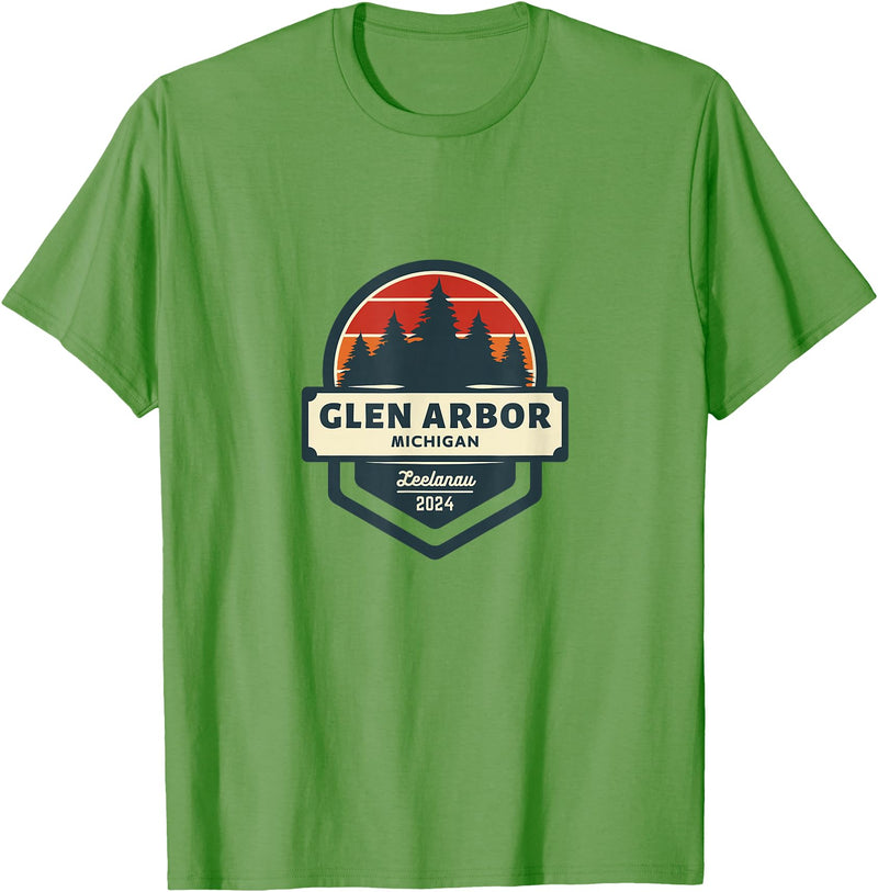 Glen Arbor, MI | Glen Lake Michigan | Sleeping Bear Dunes T-Shirt - Grass Green