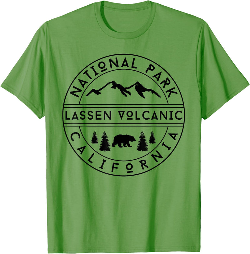Lassen Volcanic National Park California USA Retro Lassen Volcanic National Park T-Shirt - Grass Green