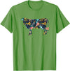 Cow Floral Silhouette Cattle Farm Lover Floral Cow Silhouette Womens Girls Cow Farm Animal T-Shirt - Grass Green