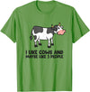 Funny Cow Lover Gifts I Like Cows And Maybe Like 3 People Funny Cows T-Shirt - Grass Green