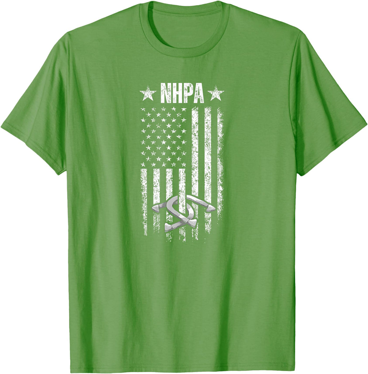 National Horseshoe Pitchers Association NHPA Distressed Flag T-Shirt - Grass Green
