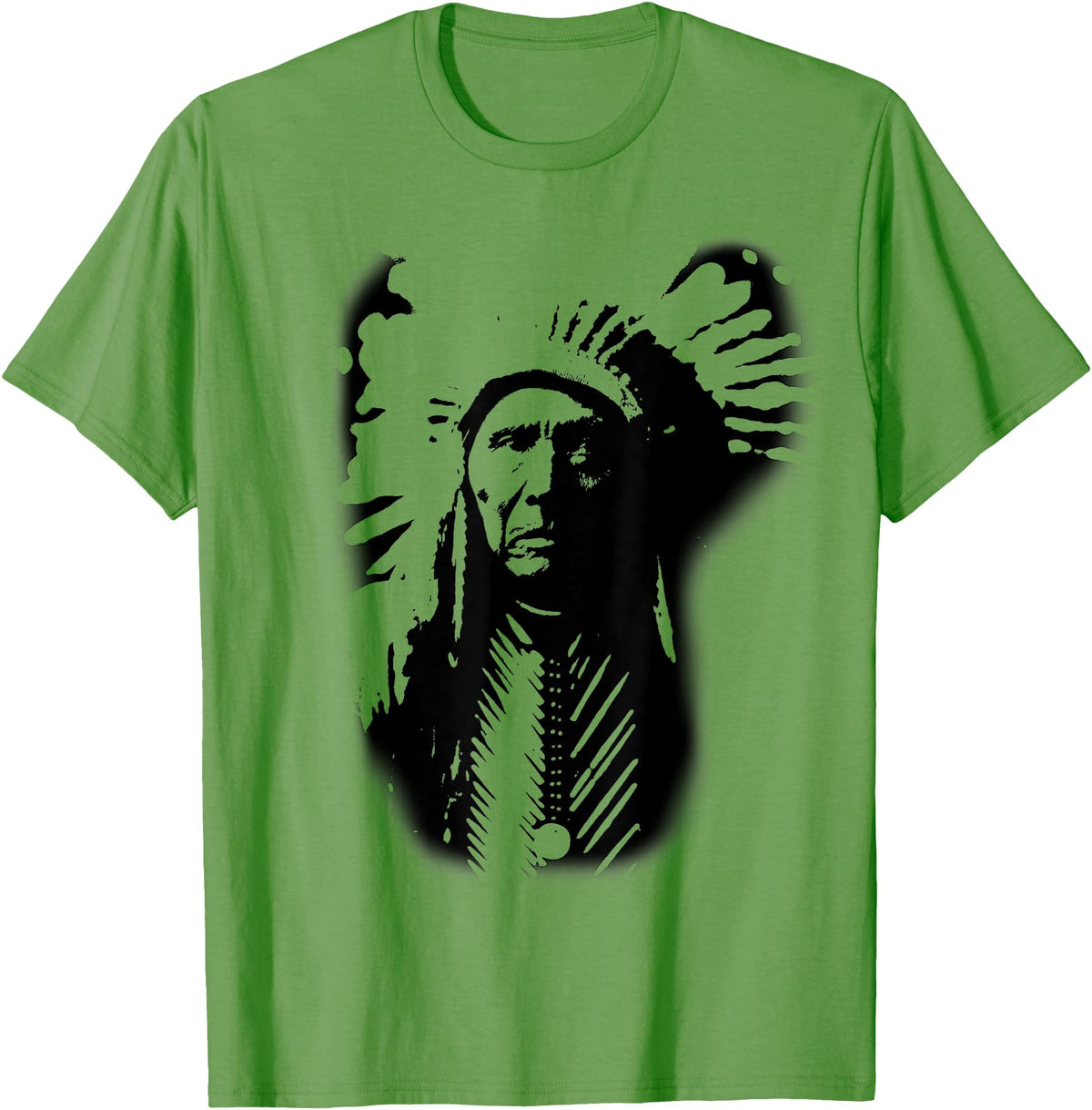 Three Horses Native American Indian Lakota Sioux Chief Three Horses Native American Lakota Sioux Wild West T-Shirt - Grass Green
