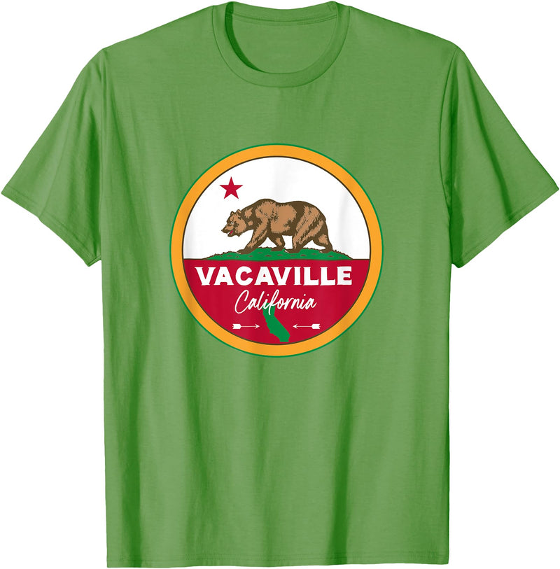 I Love Vacaville California CA Pride Apparel Shop I Love Vacaville California CA Flag and Bear Badge T-Shirt - Grass Green