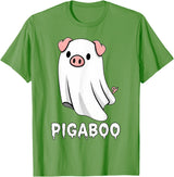 Pig Ghost Boo Halloween Humor By TEERA Funny Pig Ghost Spooky Season T-Shirt - Grass Green