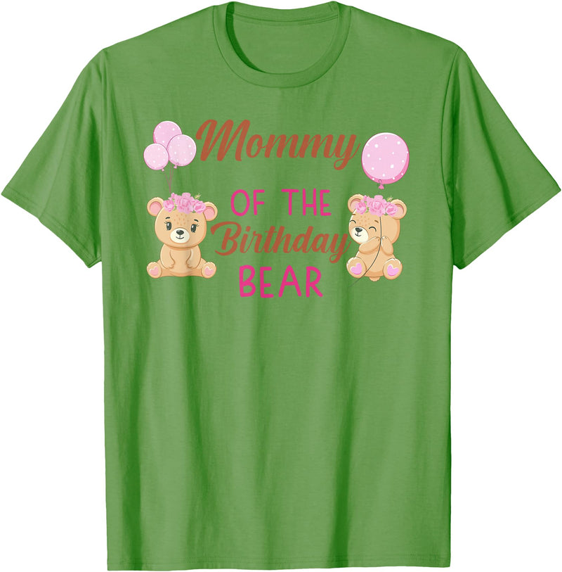 Family Birthday Bear Gifts Mommy of The Birthday for Girl Bear 1st Birthday Party Girl T-Shirt - Grass Green