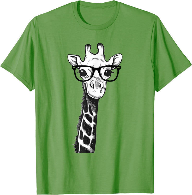 Giraffe with Glasses Zoo Animal Giraffe with Glasses for Zoo Animal Lovers T-Shirt - Grass Green