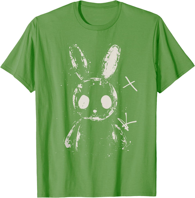 Creepy Cute Bunny Rabbit Alt Goth Grunge Horror Aesthetic T-Shirt in Grass Green