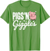 The Cute Pig Farming Apparel Co. Pigs 'n Giggles Funny Farm Pig Farmer Pigs Women Girls T-Shirt - Grass Green