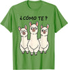 GoshWow Como Te Llamas Shirt Funny Llama Spanish Teacher Joke T-Shirt - Grass Green