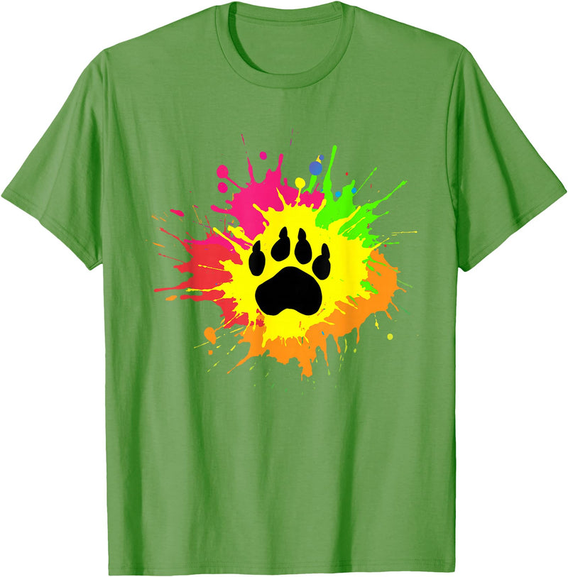 Furry Fandom Shirt by Crush Retro Furry Shirt Rainbow Bear Fursona Wolf Paw Print Gifts T-Shirt - Grass Green