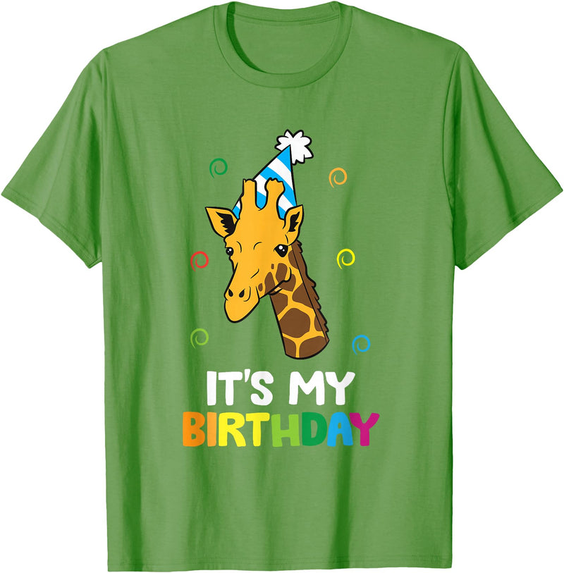 Giraffe Lover Gifts And Tees Giraffe Birthday It's My Birthday Funny Giraffe T-Shirt - Grass Green