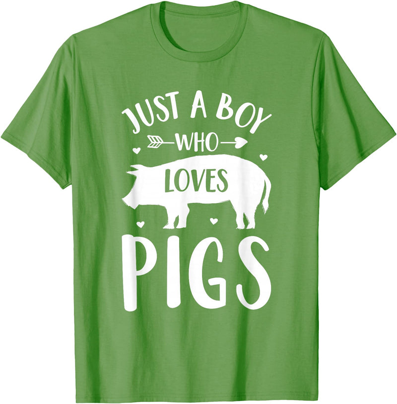 Shirtbooth: Animal Lovers Just a Boy Who Loves Pigs Farmer Gift For Pig Lover T-Shirt - Grass Green