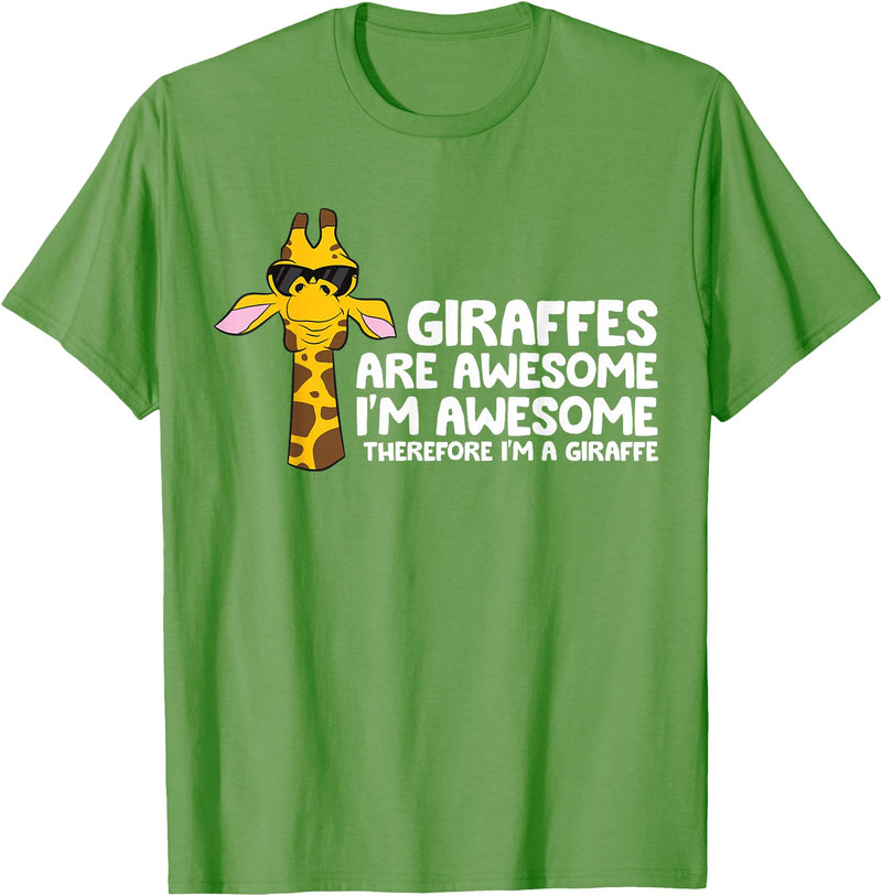 Giraffe Lover Gifts And Tees Giraffes Are Awesome I'm Awesome Therefore I'm A Giraffe T-Shirt - Grass Green