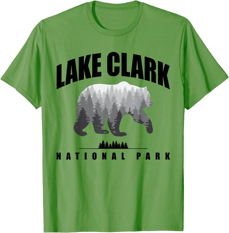 Lake Clark National Park Souvenir Tee Lake Clark National Park Bear US Parks Souvenir T-Shirt - Grass Green